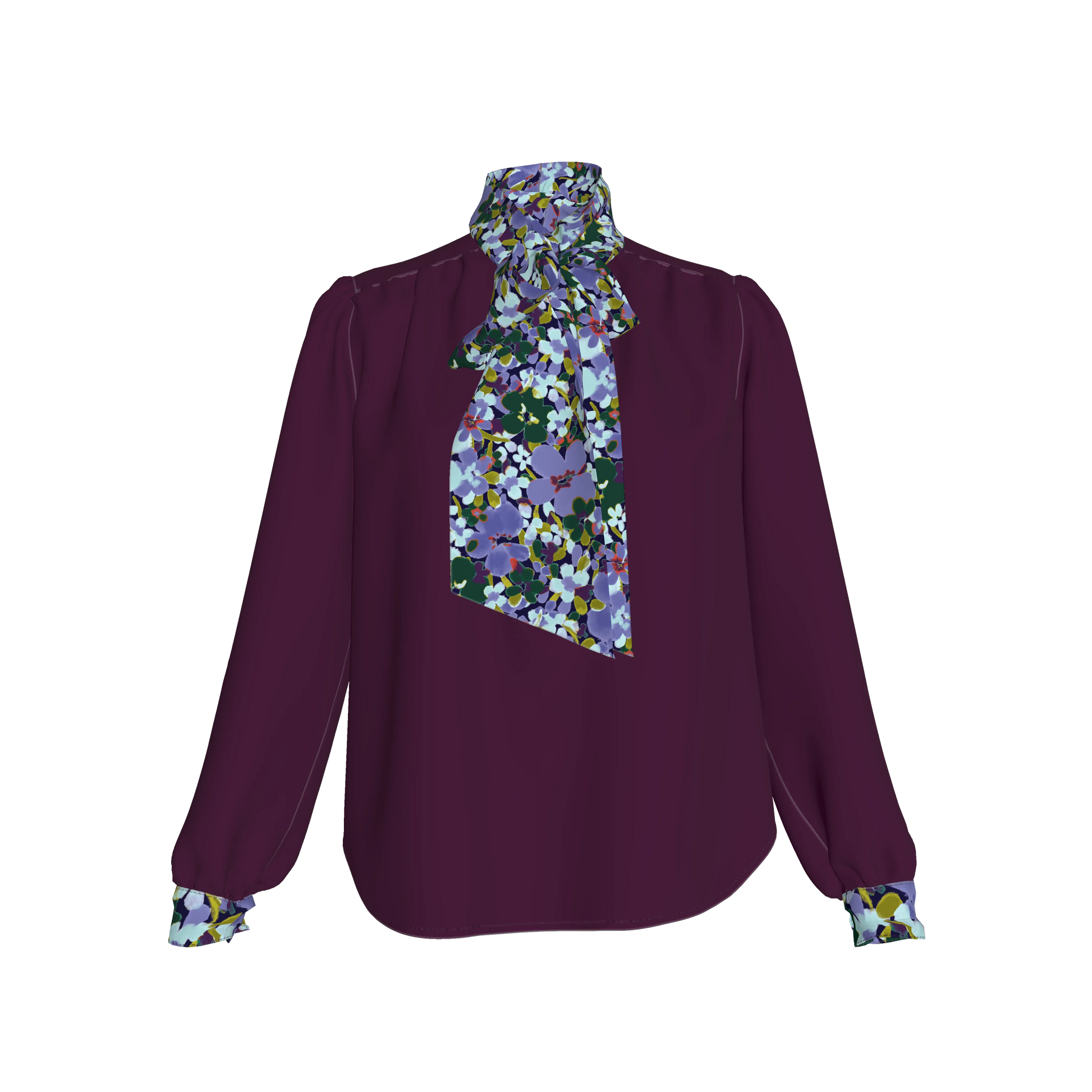 Women's Bow Blouse (purple/floral)