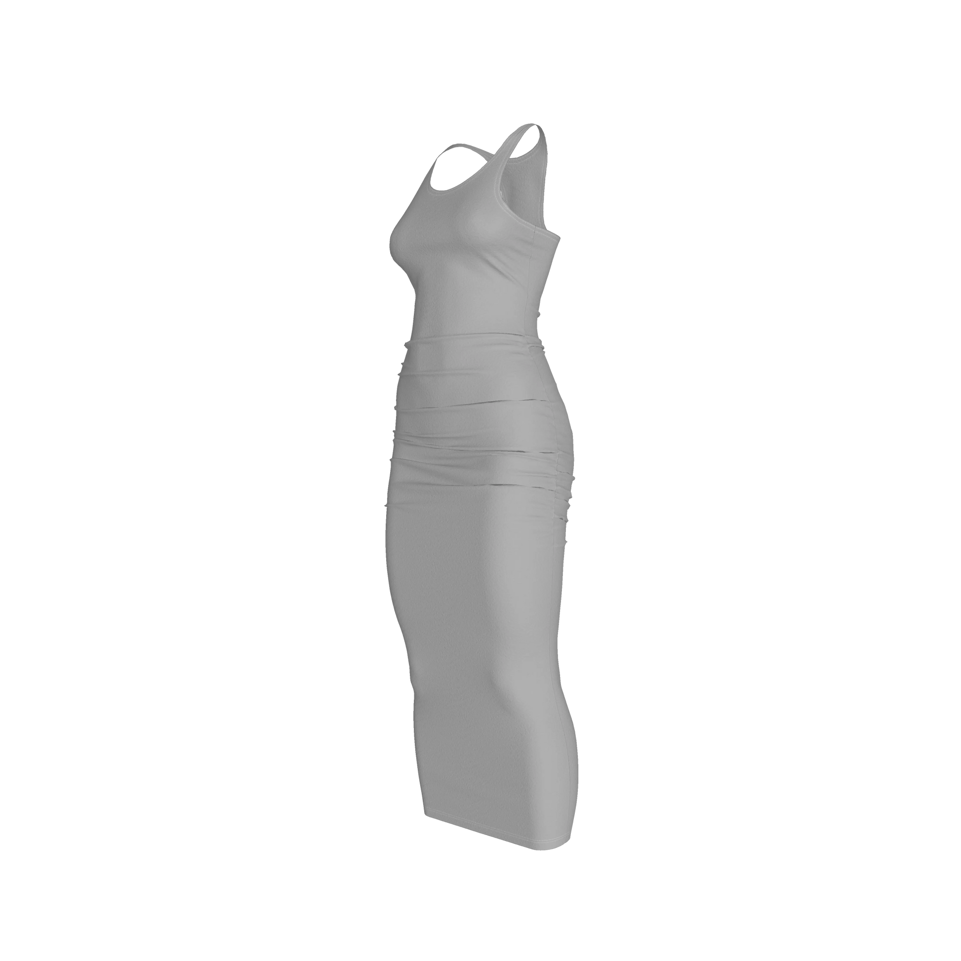 Racerback Shirred Tank Dress in Cotton-Spandex Jersey