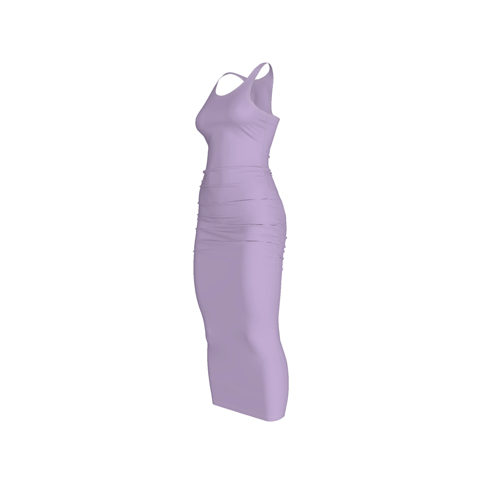 Racerback Shirred Tank Dress in Cotton-Spandex Jersey
