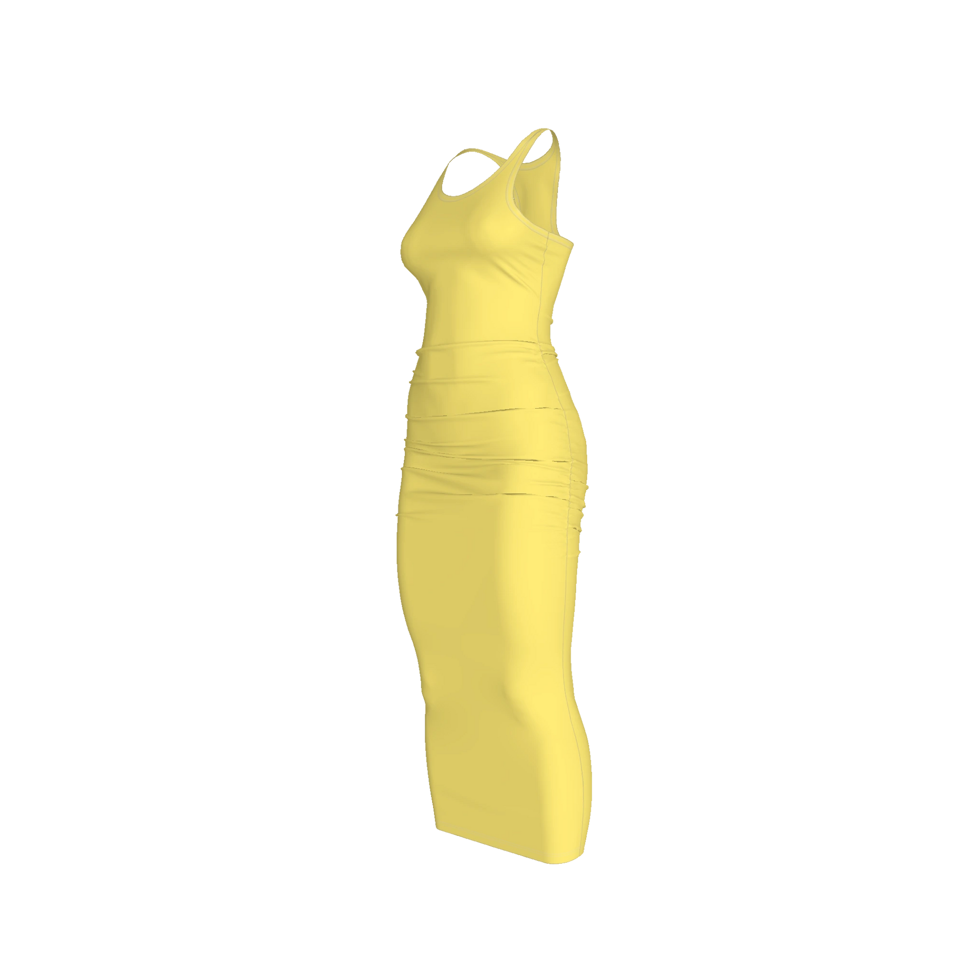 Racerback Shirred Tank Dress in Cotton-Spandex Jersey