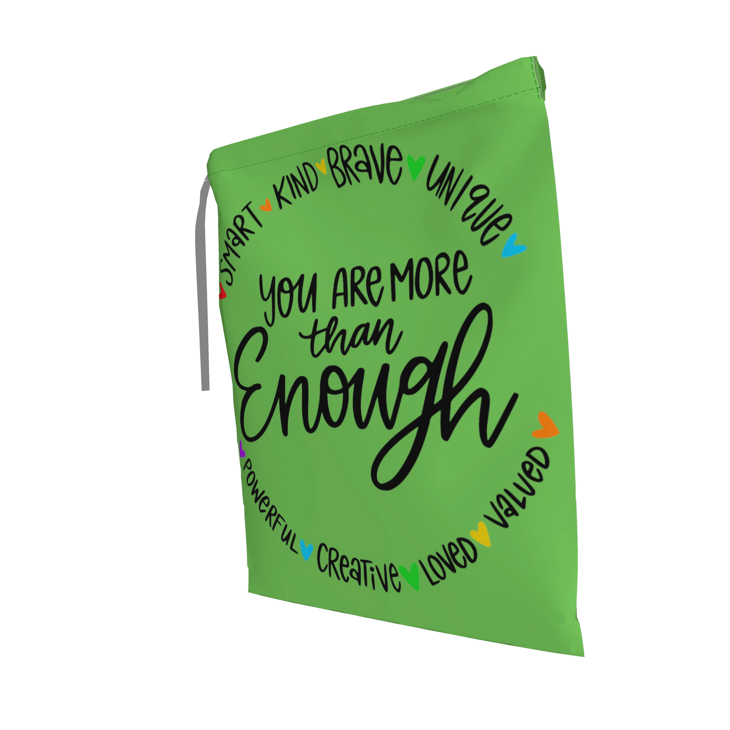 Drawstring Bag in Pima Cotton Poplin – 'You Are More Than Enough'