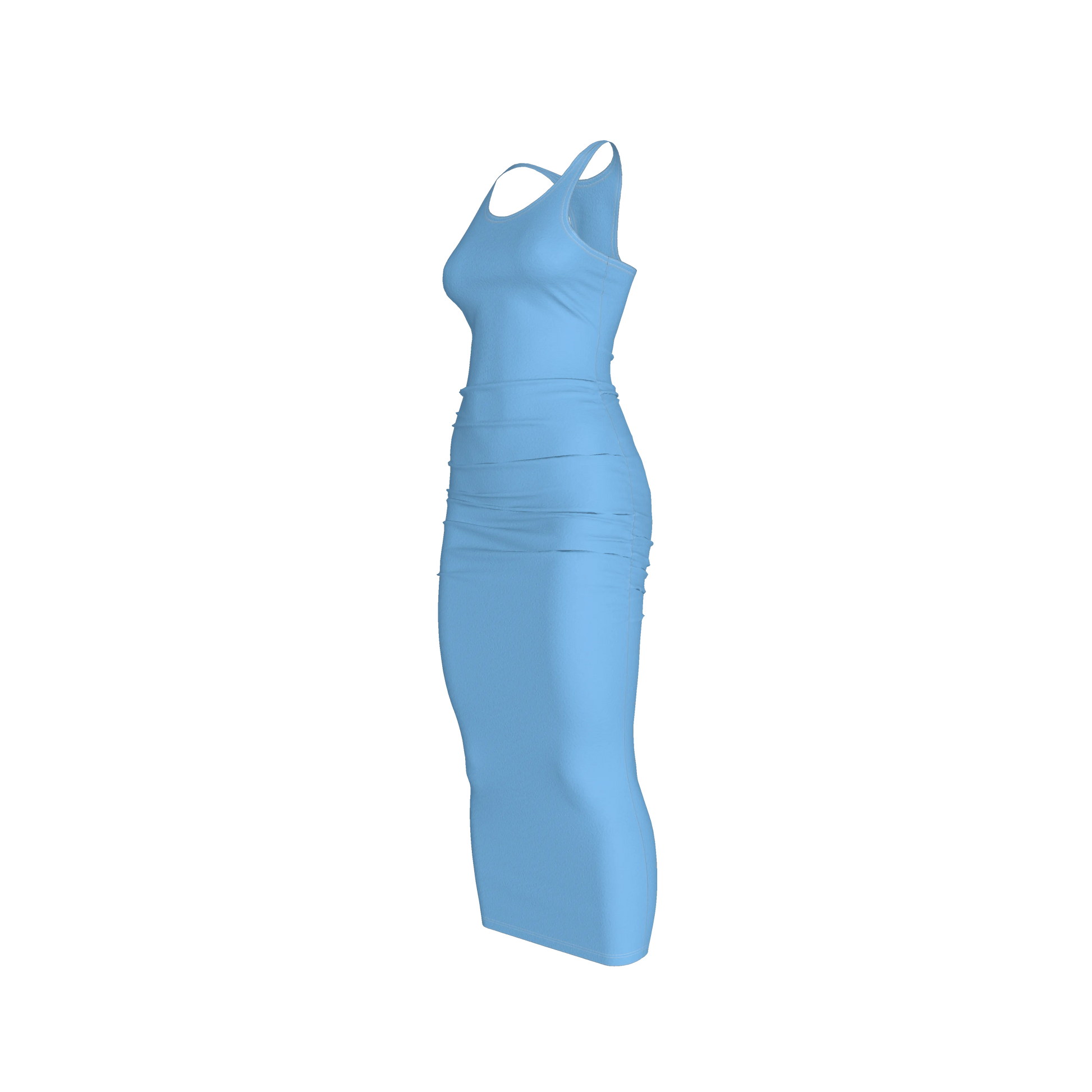 Racerback Shirred Tank Dress in Cotton-Spandex Jersey