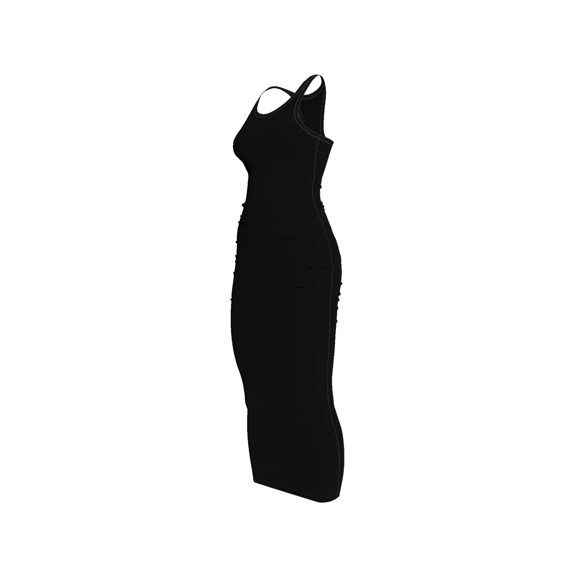 Racerback Shirred Tank Dress in Cotton-Spandex Jersey