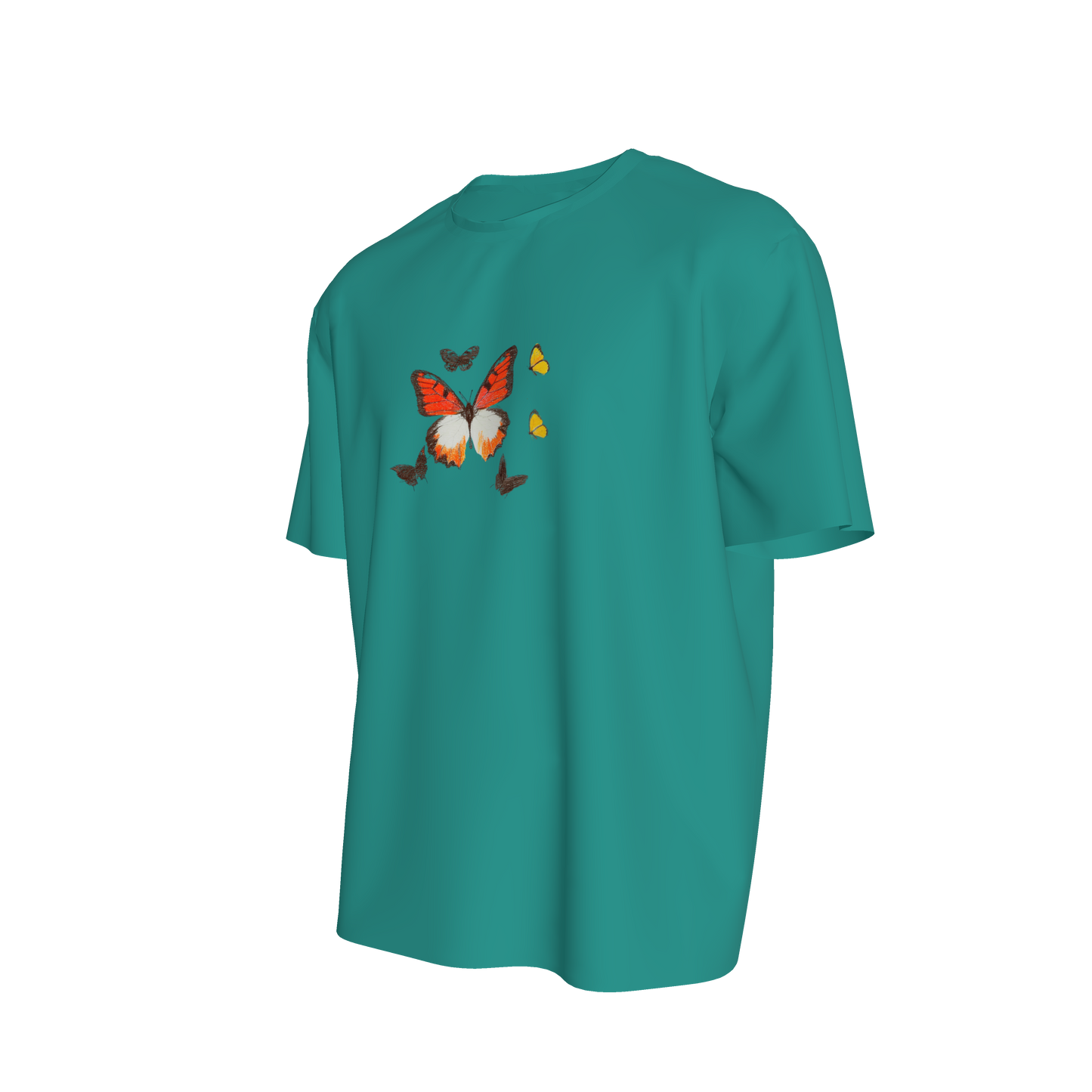 Boxy Unisex Tshirt - mariposita tshirt turquesa in Organic Cotton Ponte