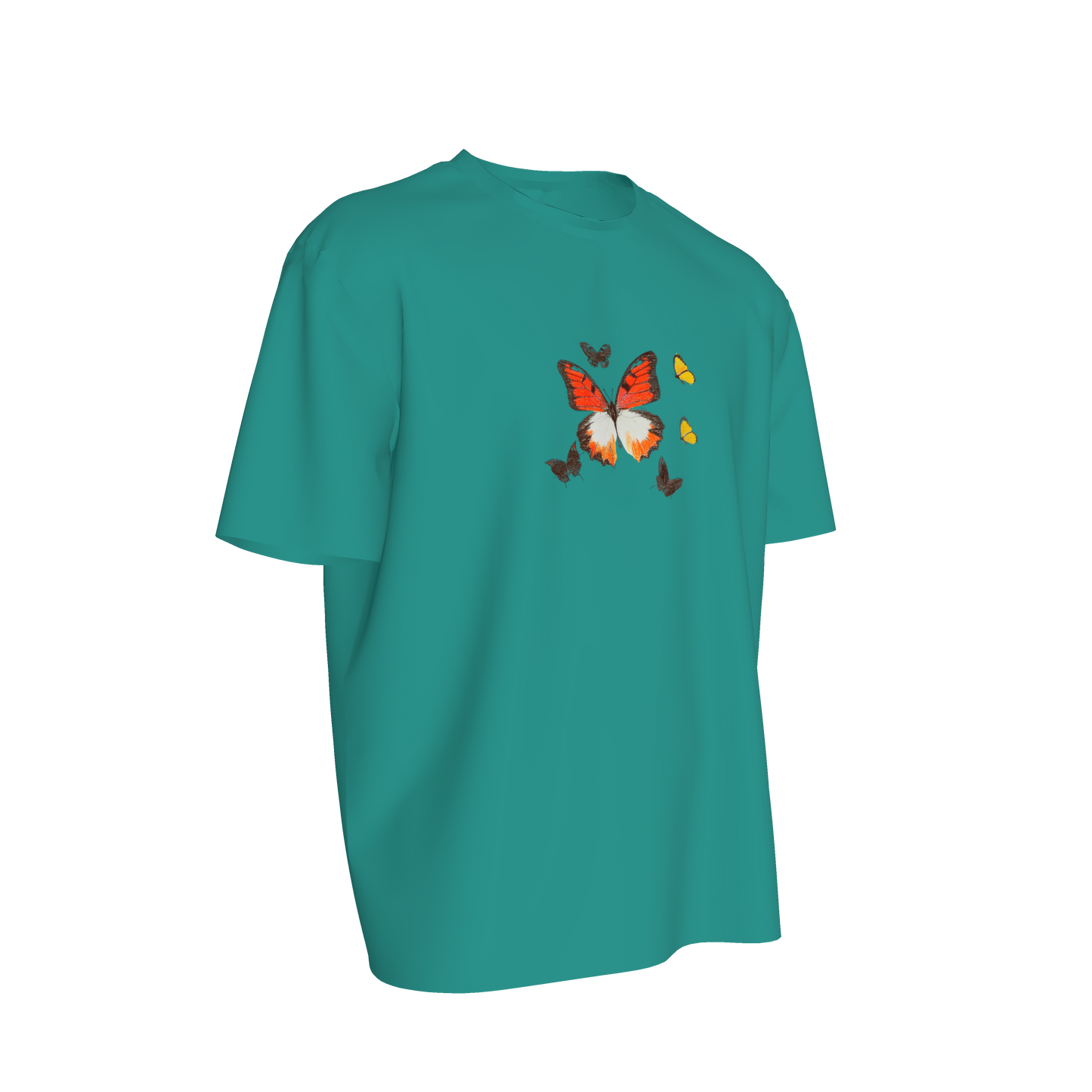 Boxy Unisex Tshirt - mariposita tshirt turquesa in Organic Cotton Ponte