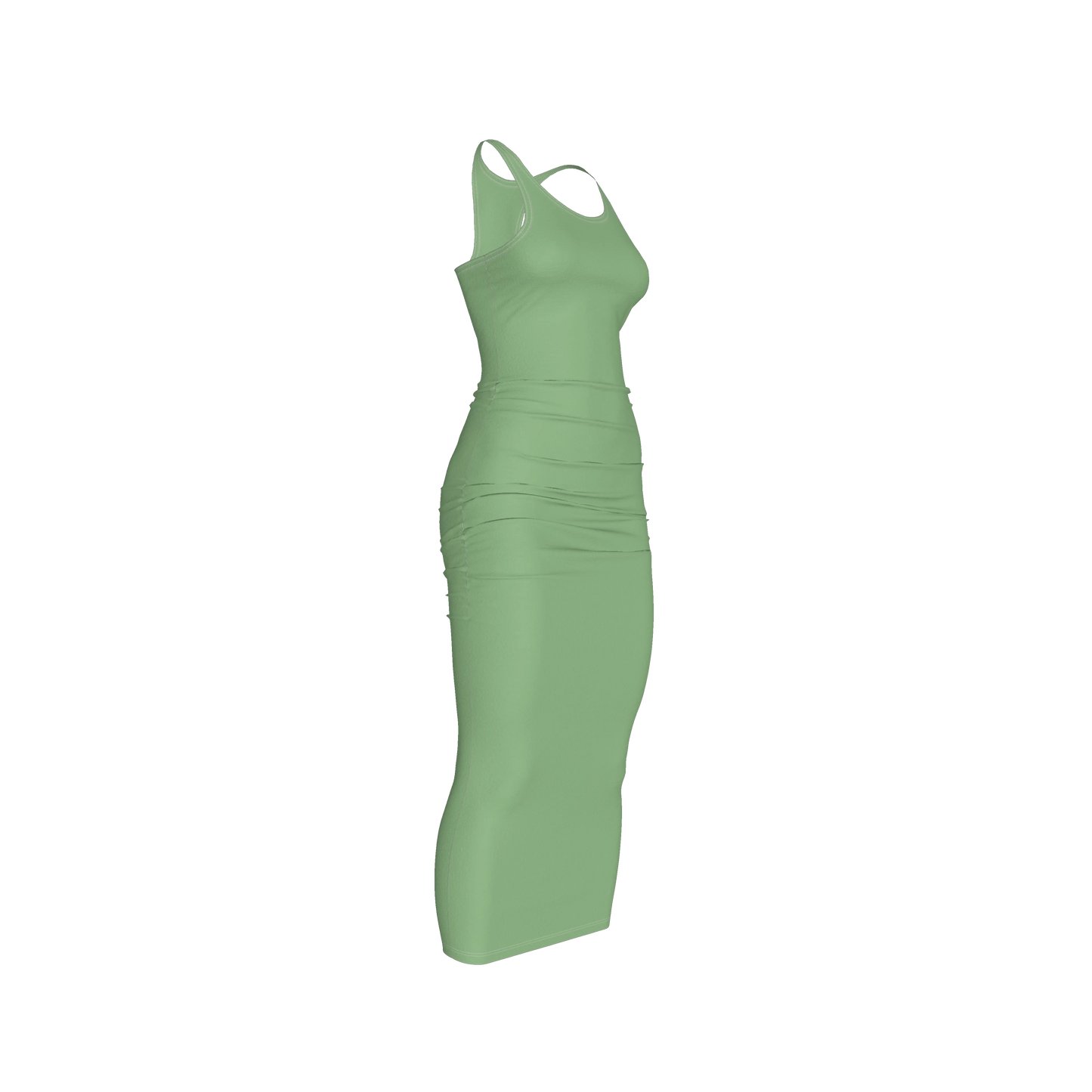 Racerback Shirred Tank Dress in Cotton-Spandex Jersey