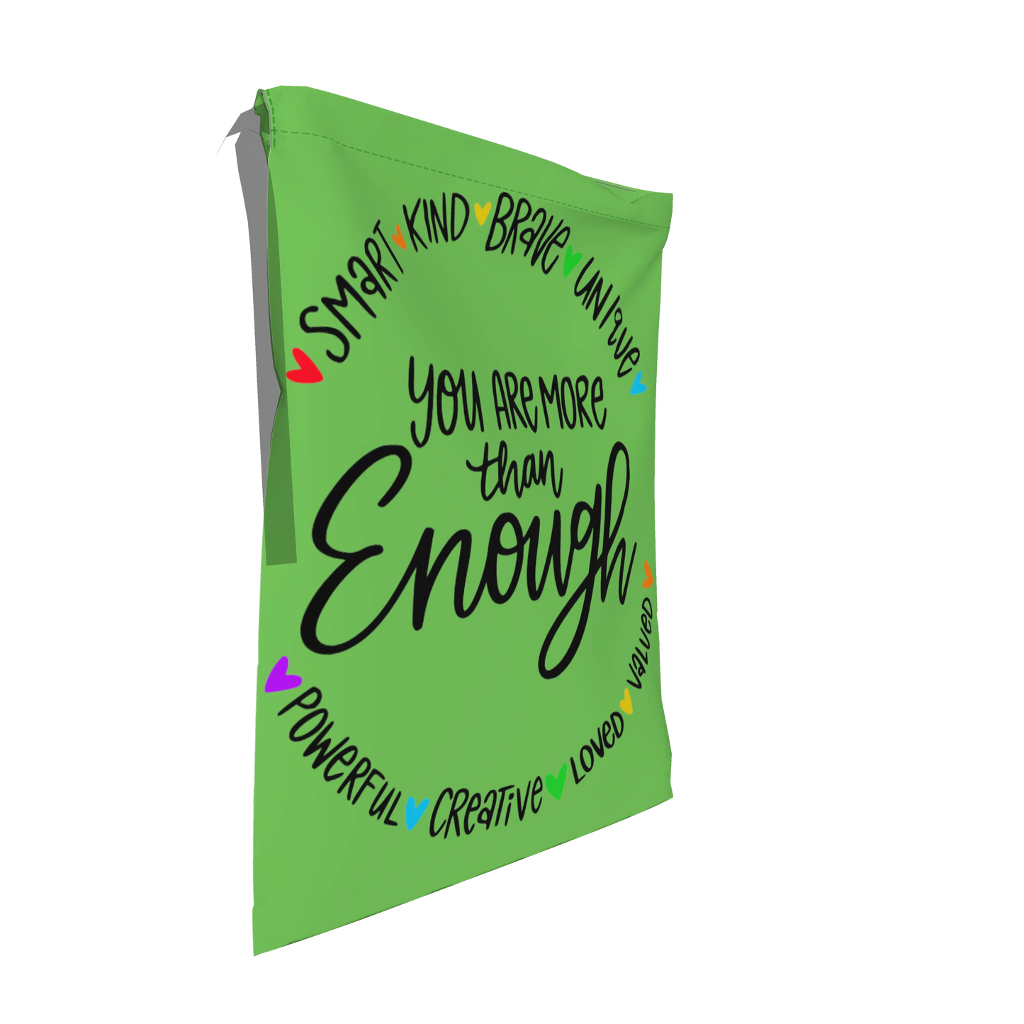 Drawstring Bag in Pima Cotton Poplin – 'You Are More Than Enough'