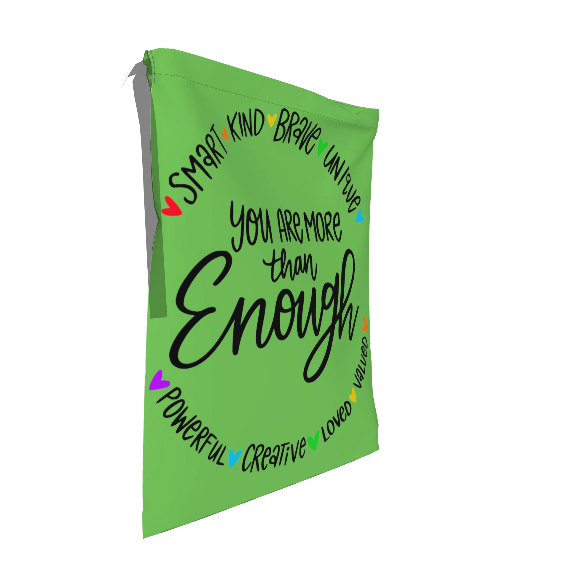Drawstring Bag in Pima Cotton Poplin – 'You Are More Than Enough'