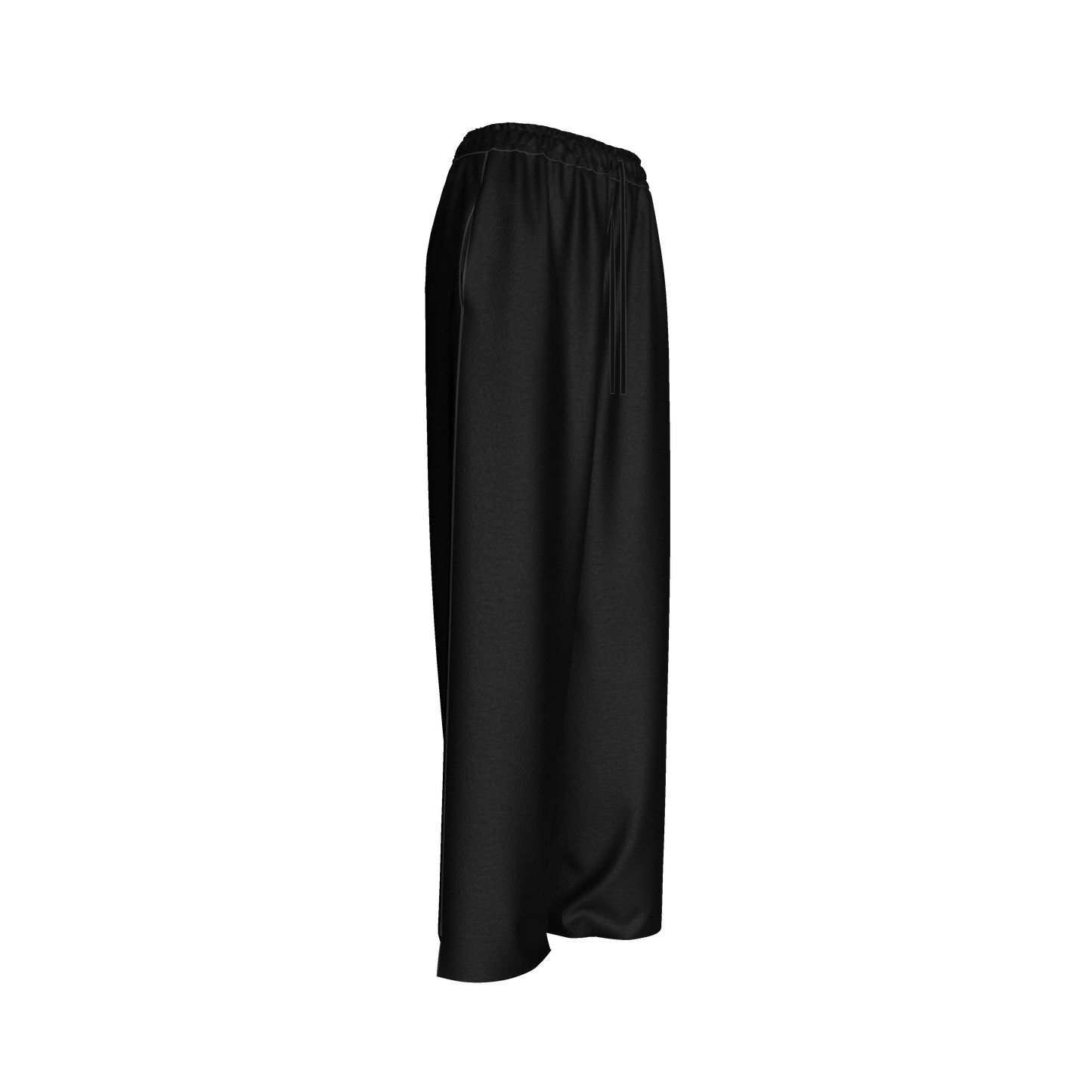 Knit Elastic Waist Draw String Pant in Pure Black Cotton-Spandex Lightweight Jersey