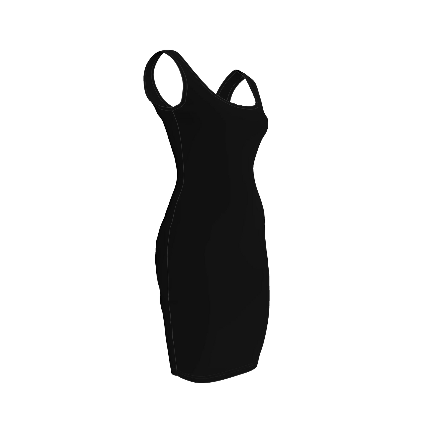 Body Con Tank Dress in Pure Black Rayon French Terry