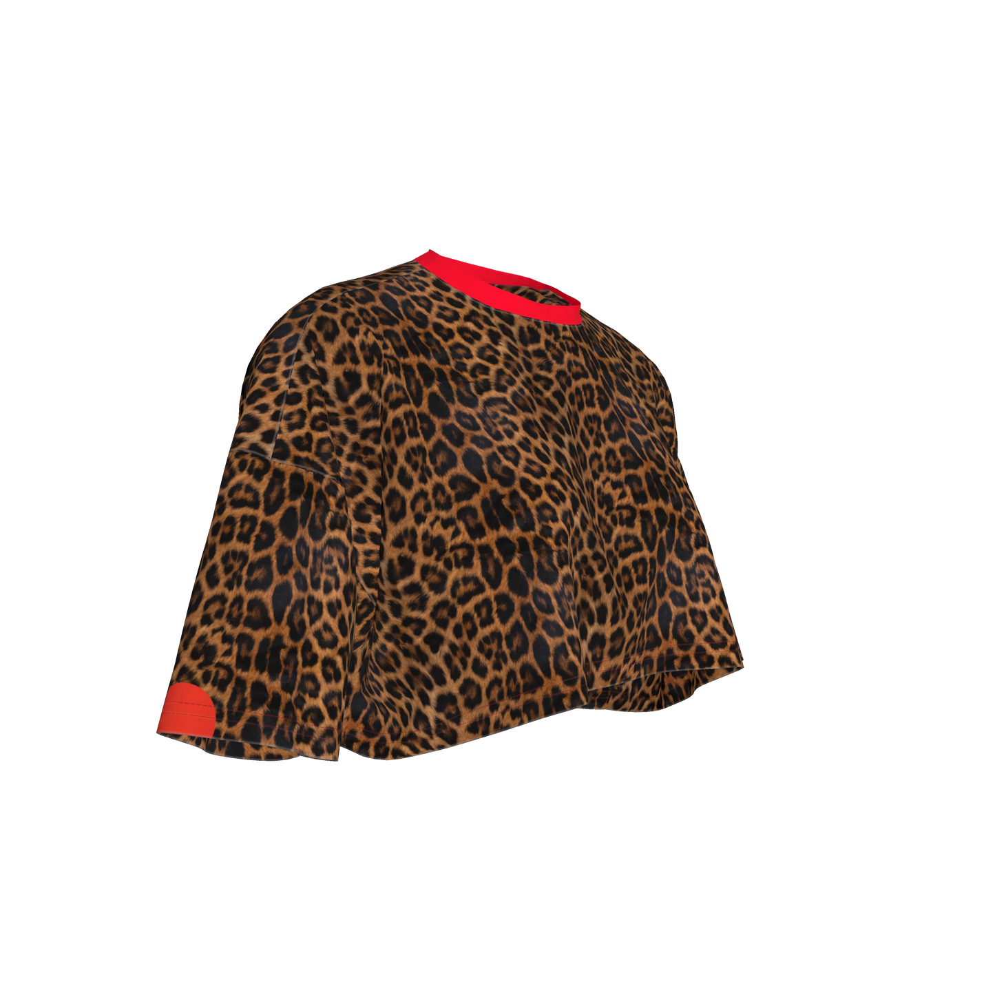 Leopard Print Crop T-shirt in Organic Cotton Jersey