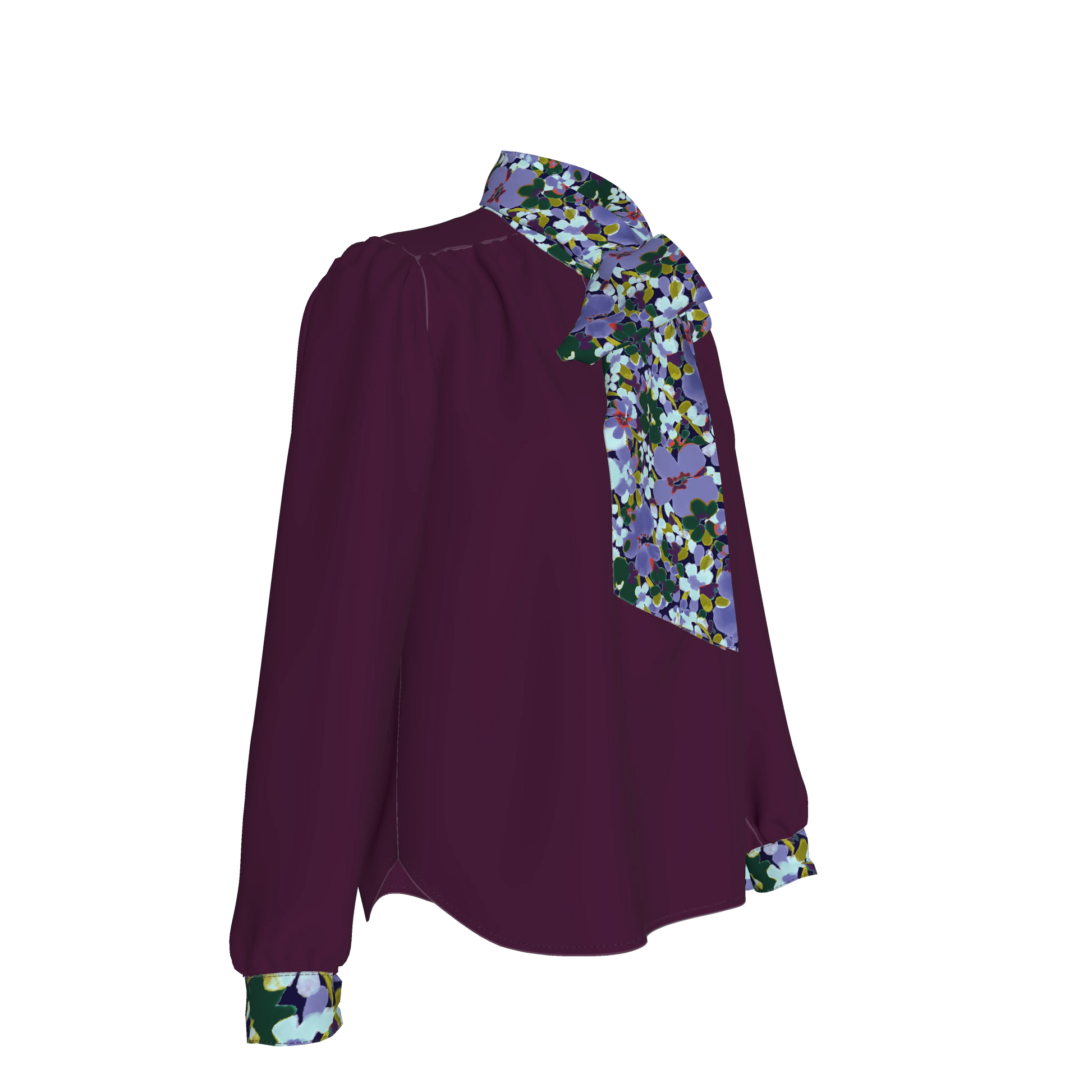 Women's Bow Blouse (purple/floral)