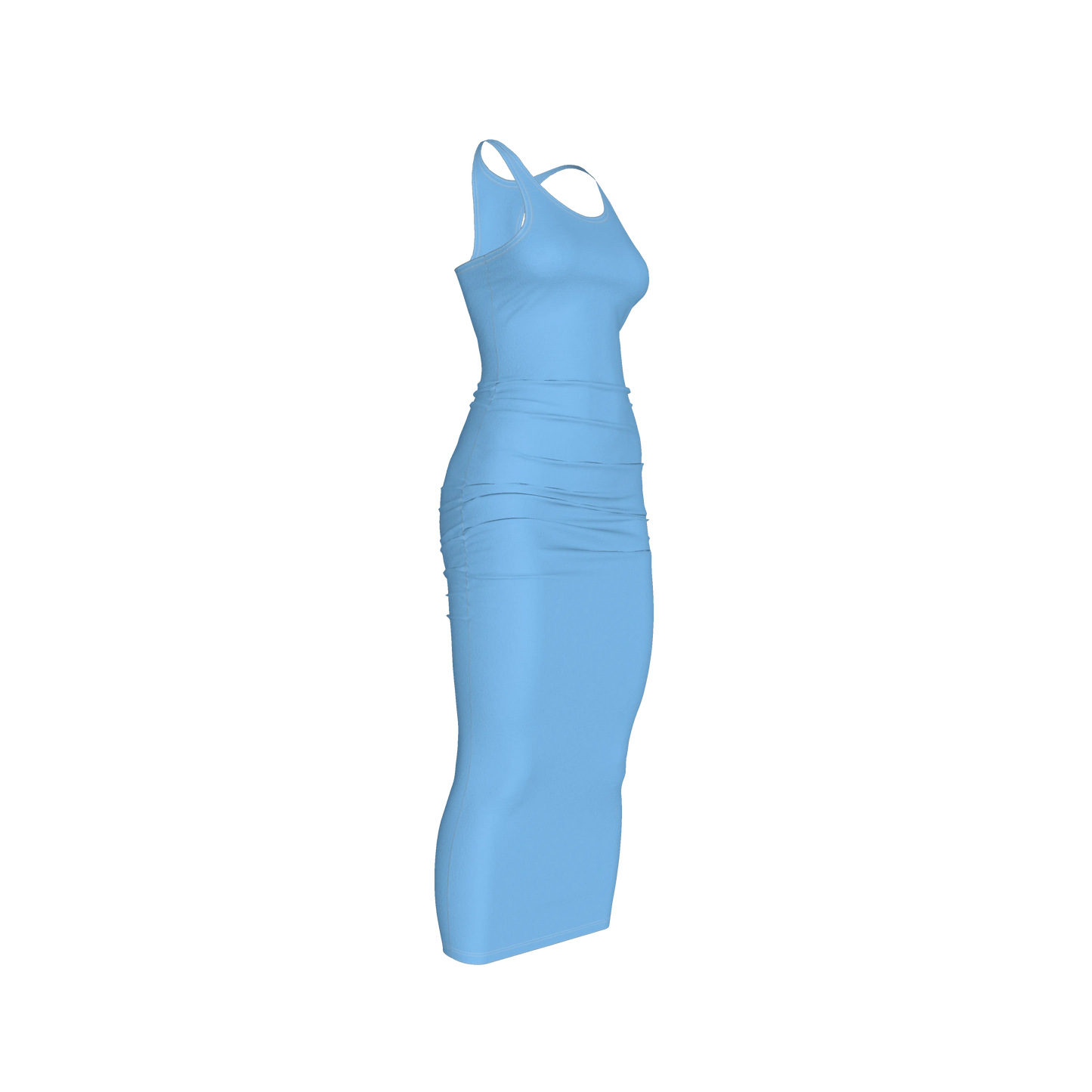 Racerback Shirred Tank Dress in Cotton-Spandex Jersey