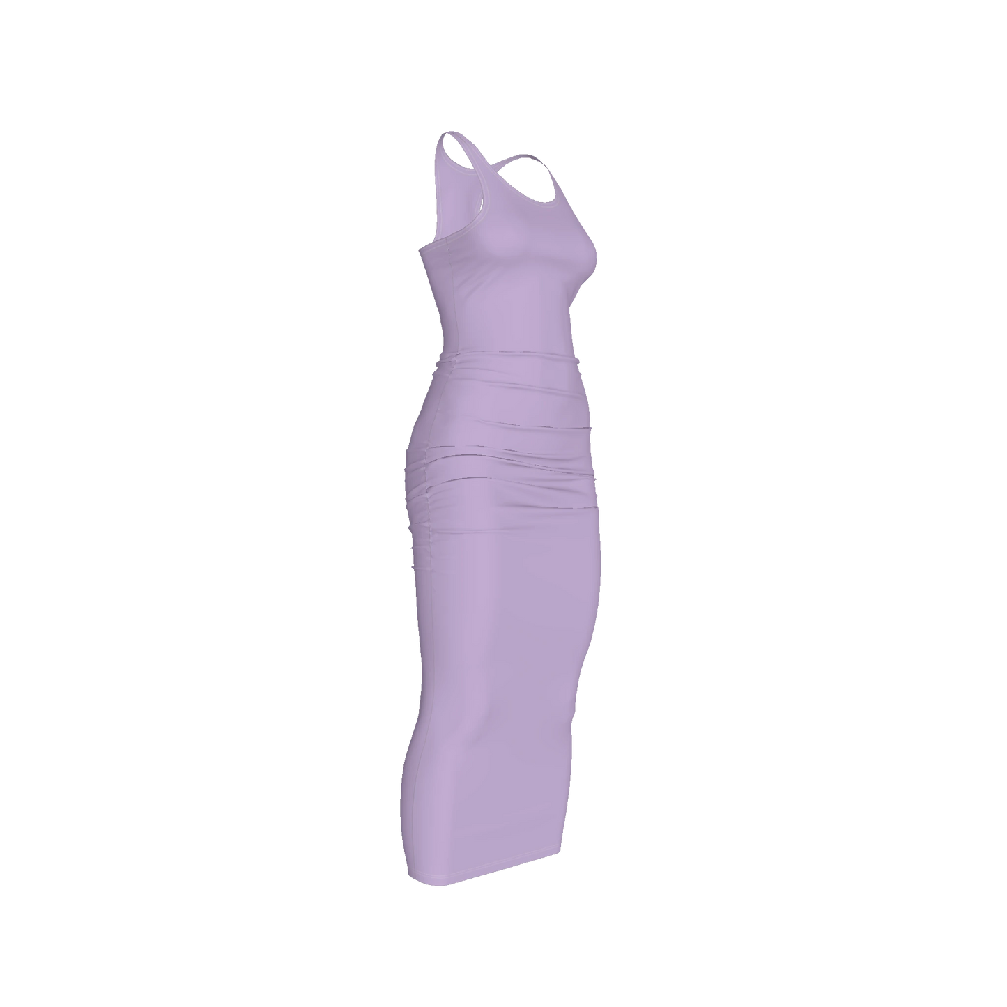 Racerback Shirred Tank Dress in Cotton-Spandex Jersey