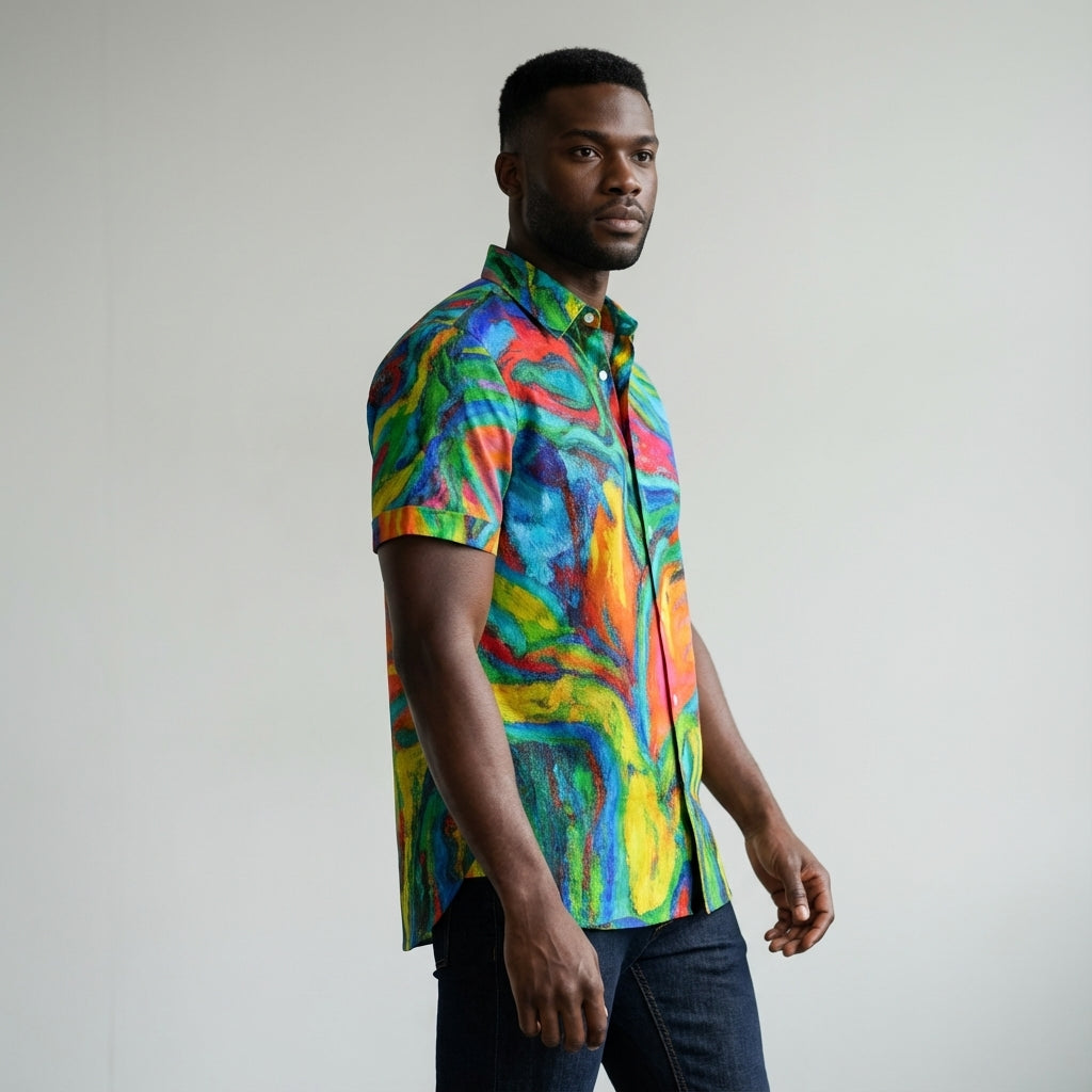 Short Sleeve Dress Shirt Green Jungle