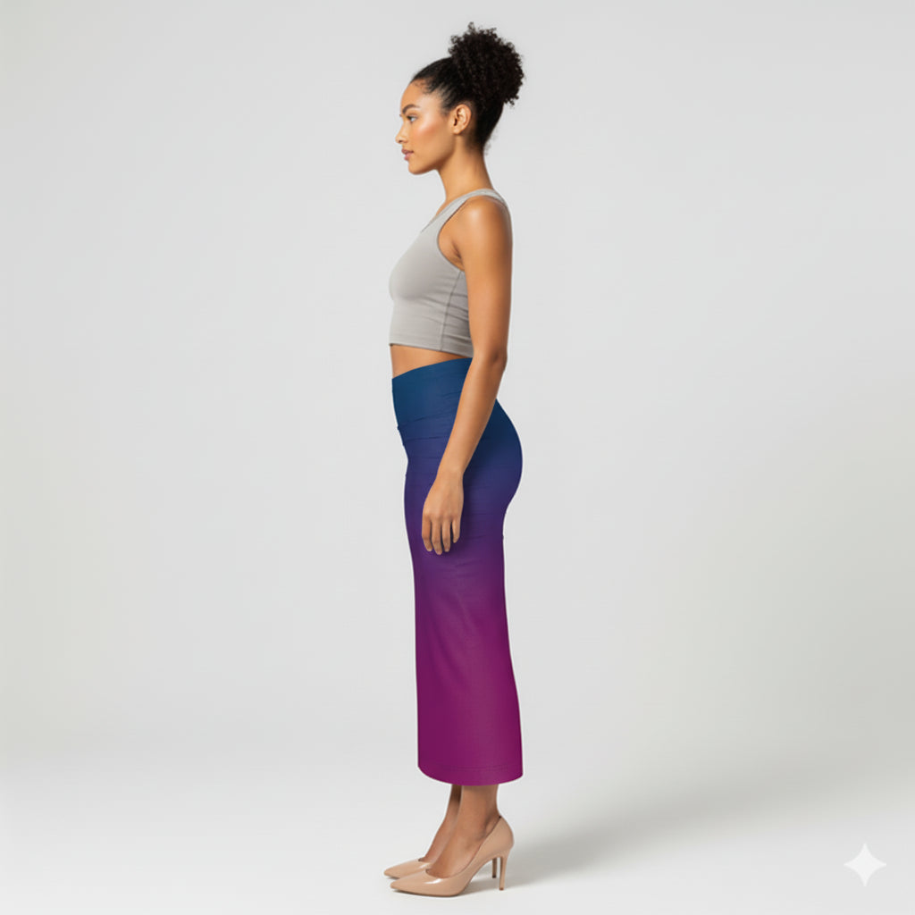 Blue and Purple Midi Skirt