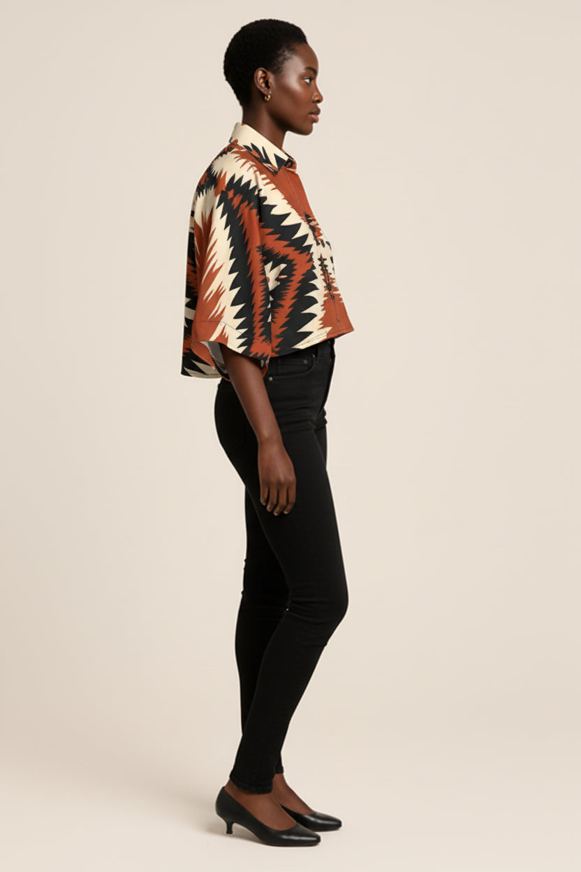 Kai Cropped Kimono Sleeve Blouse