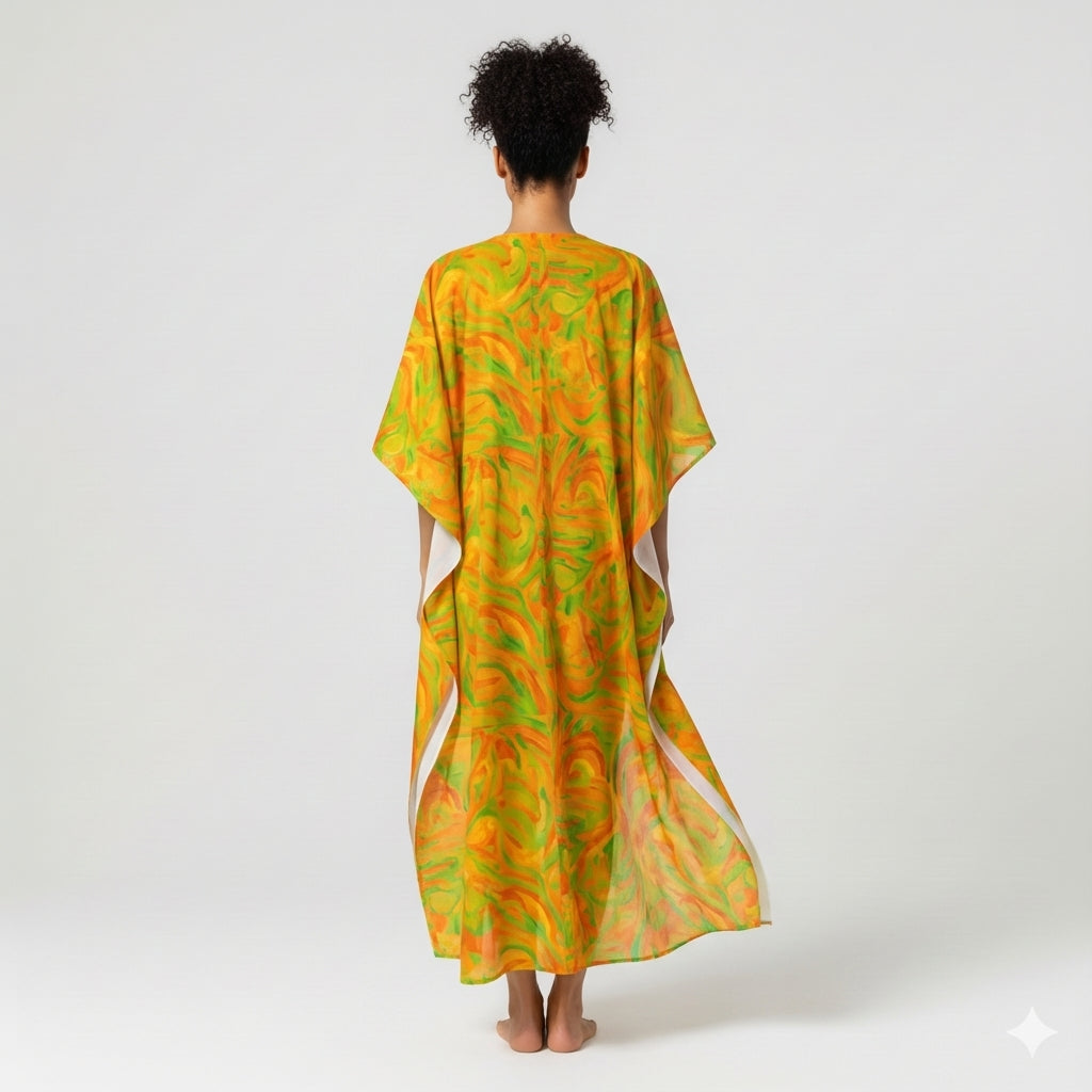 Caftan Fruity Noodles in Lightweight Organic Cotton Voile 