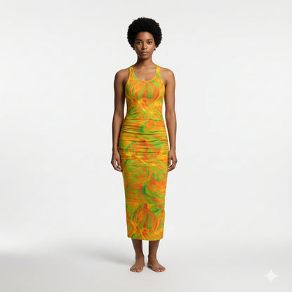 Racerback Shirred Tank Dress Fruity Noodles 