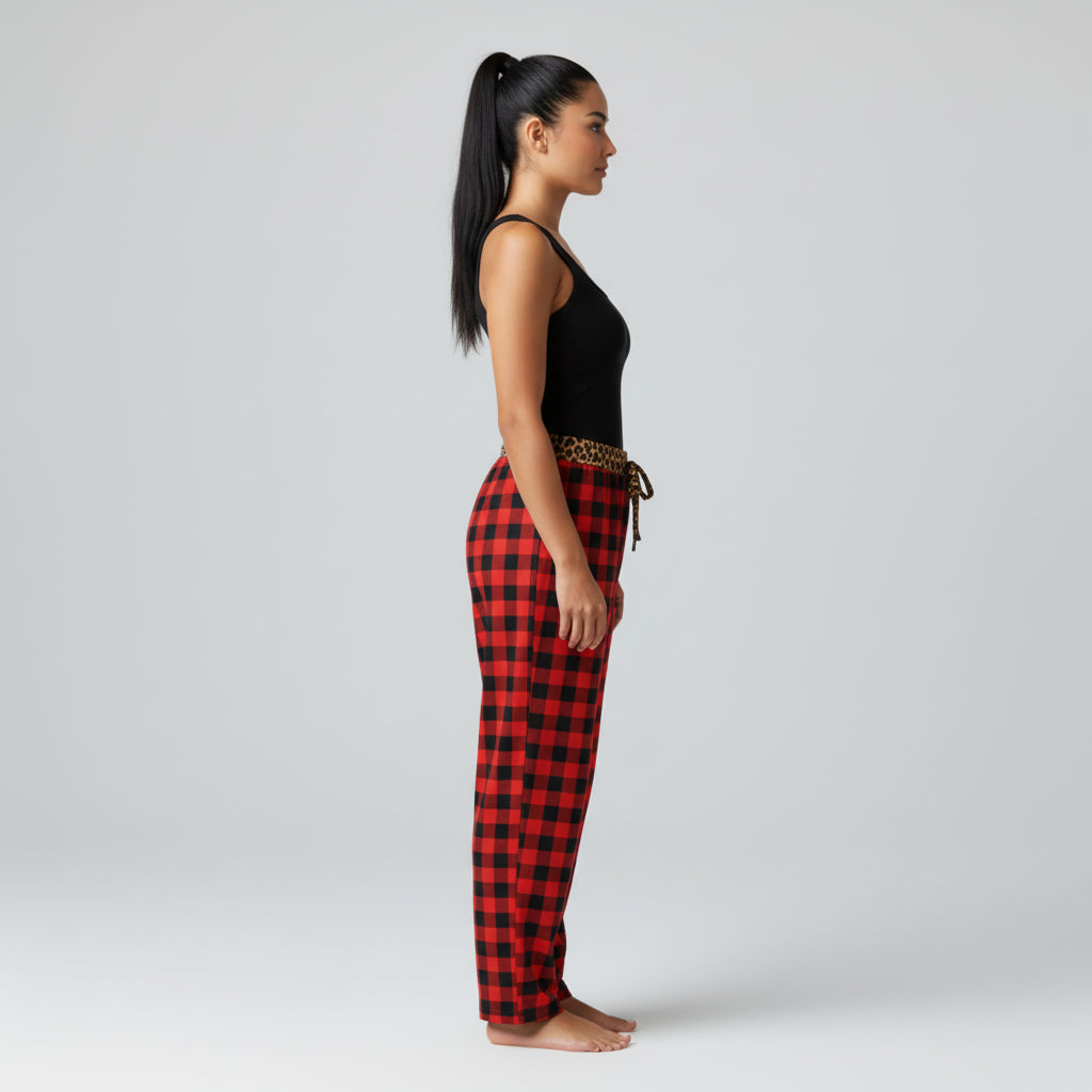 Buffalo Check /Leopard Pajama Pant