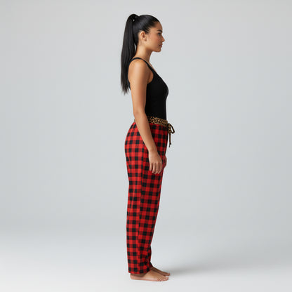 Buffalo Check /Leopard Pajama Pant