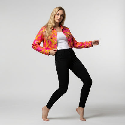 Cropped Jean Jacket Pink Noodles