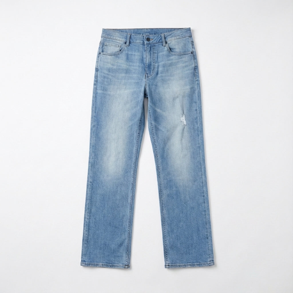 Jeans N2 - Straight Leg Jeans in Midweight Stretch Cotton-Tencel Twill