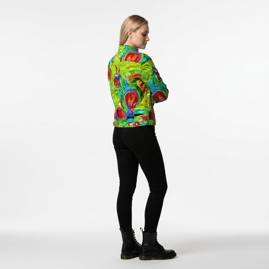 Demin Jacket Pink Water Lilies Jean Jacket