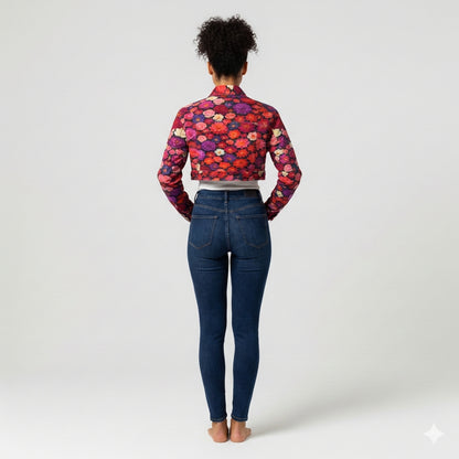 Cropped Jean Cotton Jacket Flower Bed