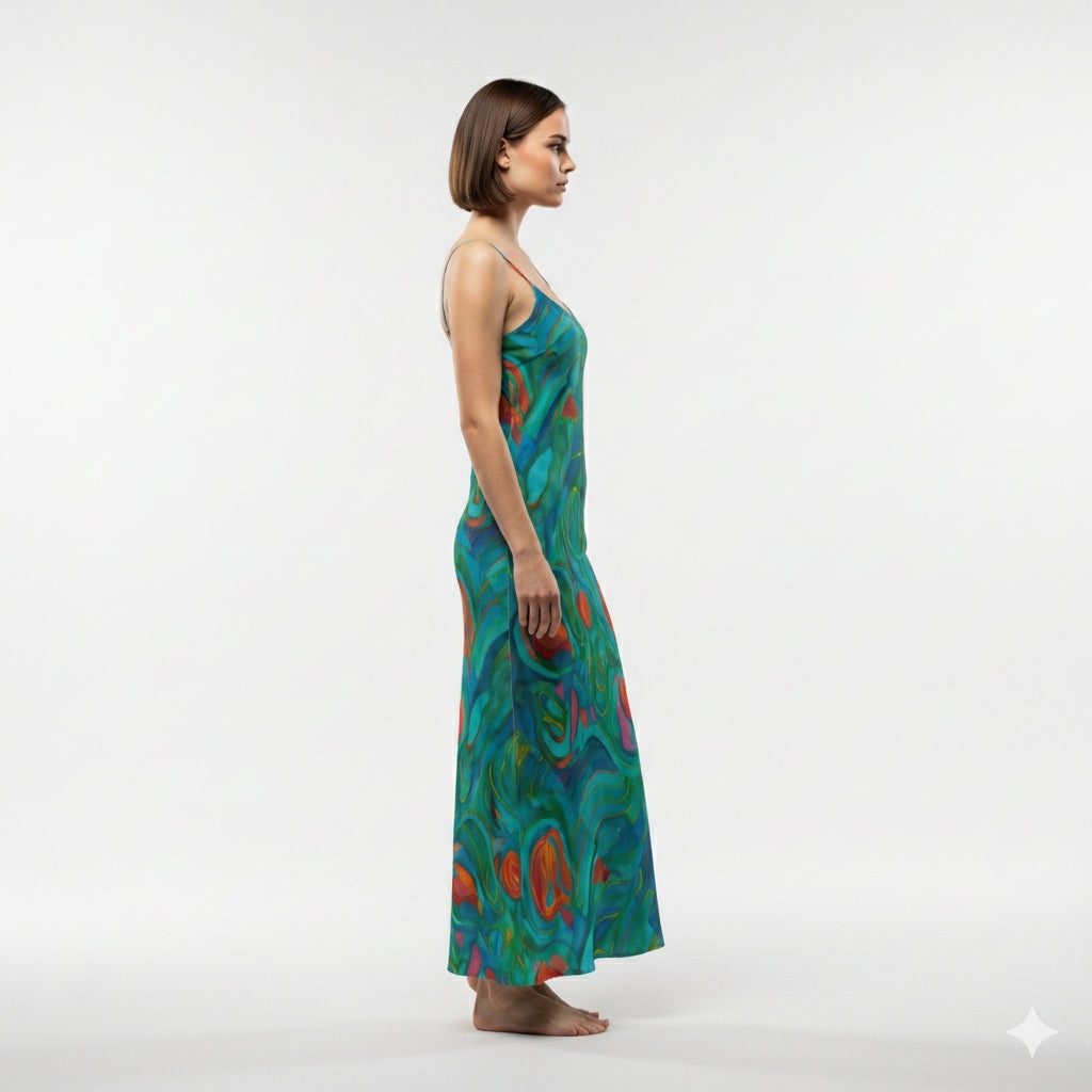 Bias Slip Dress Floral Swamp