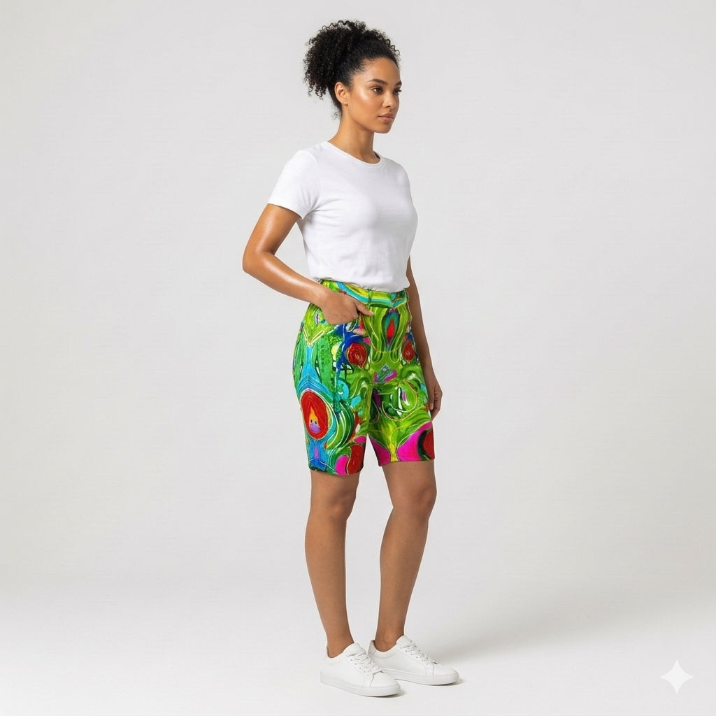 Pink Water Lilies Demin Shorts