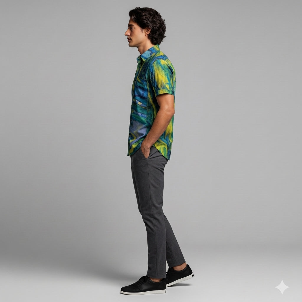 Men's Dress Shirt Blue Jungle 