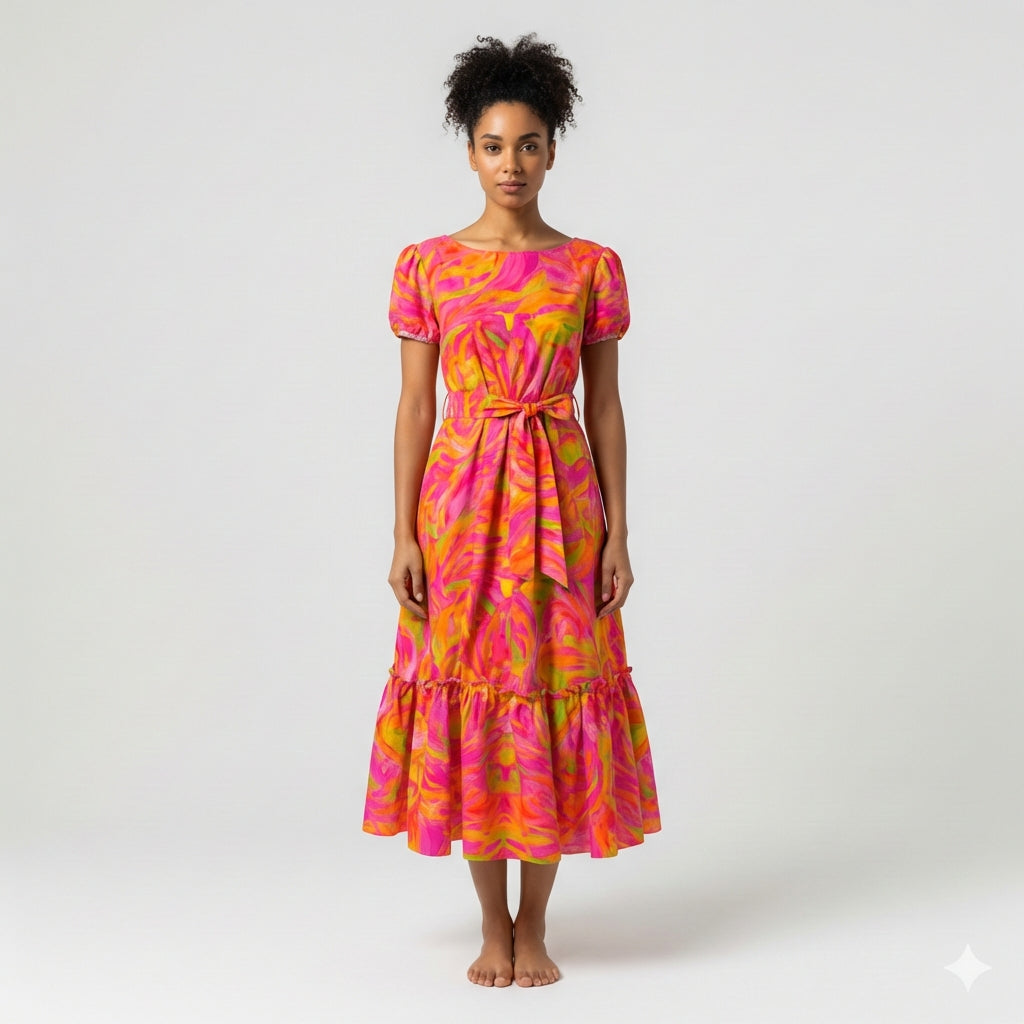 Ruffle Hem Dress Pink Noodles