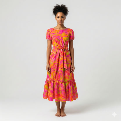 Ruffle Hem Dress Pink Noodles