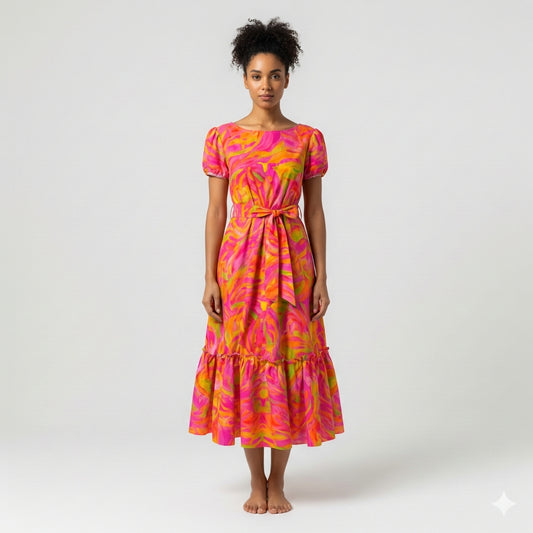 Ruffle Hem Dress Pink Noodles