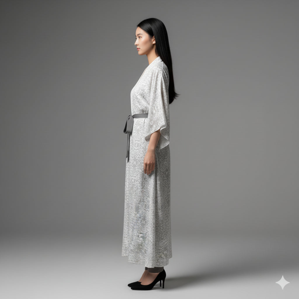 Abaya (Kimono Sleeve) in Ecovero Viscose Crepe – Modern Ornate Motif