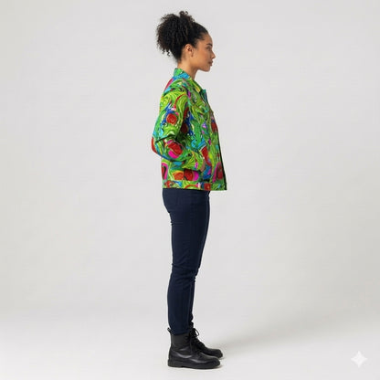 Demin Jacket Pink Water Lilies Jean Jacket