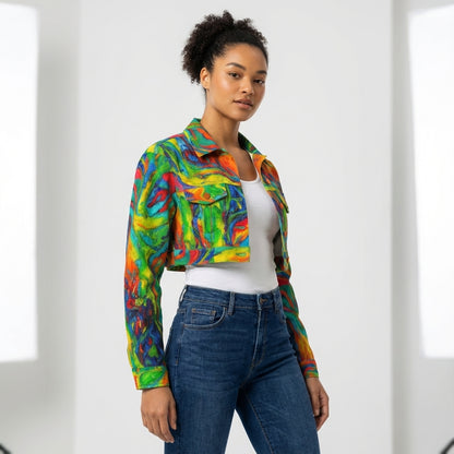 Cropped Jean Jacket Green Jungle