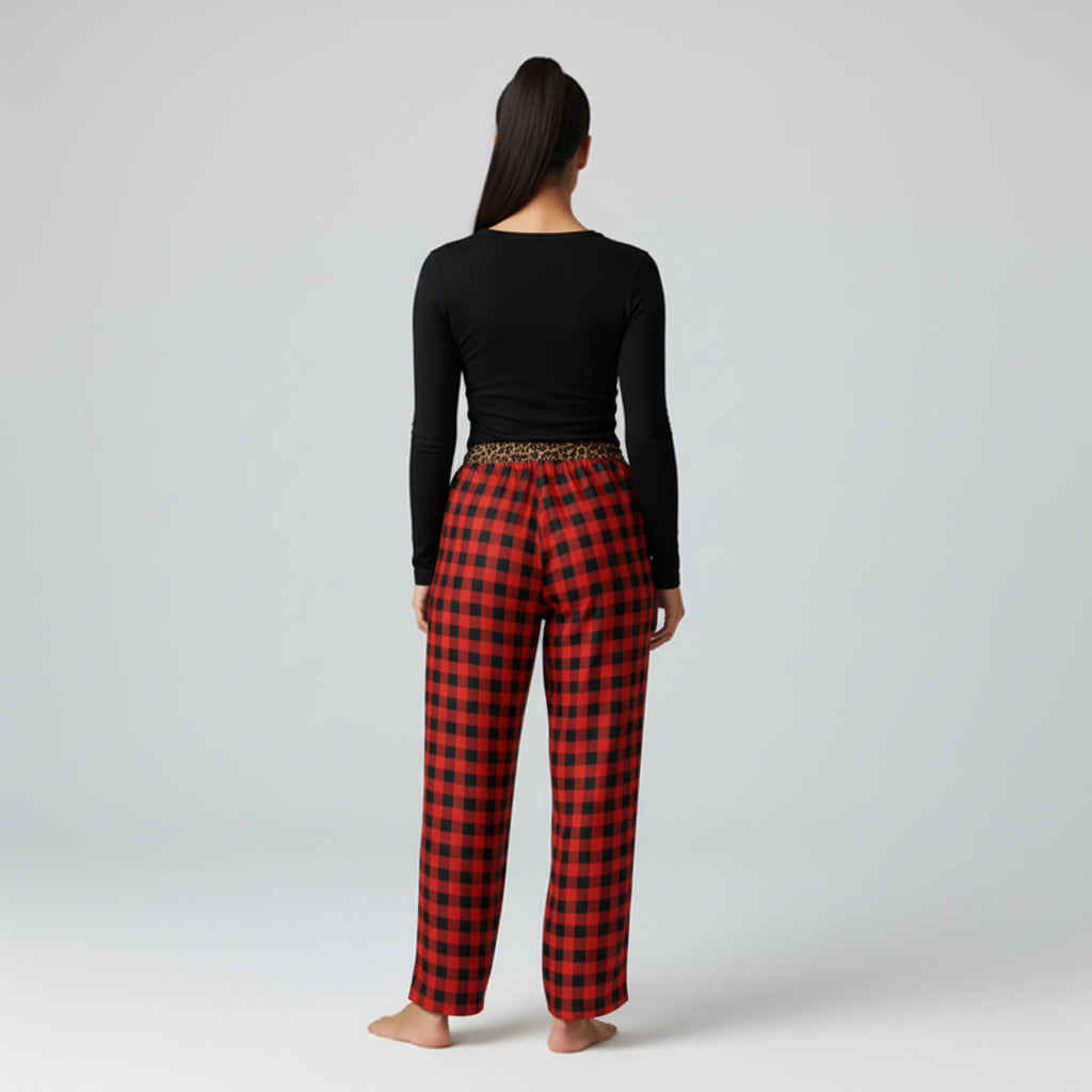 Buffalo Check /Leopard Pajama Pant