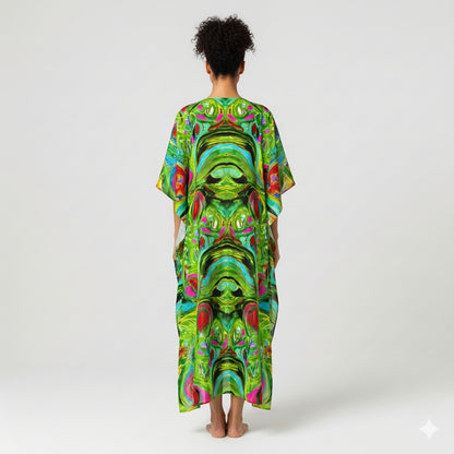 Caftan Water Lilies 2 in Lightweight Organic Cotton Voile