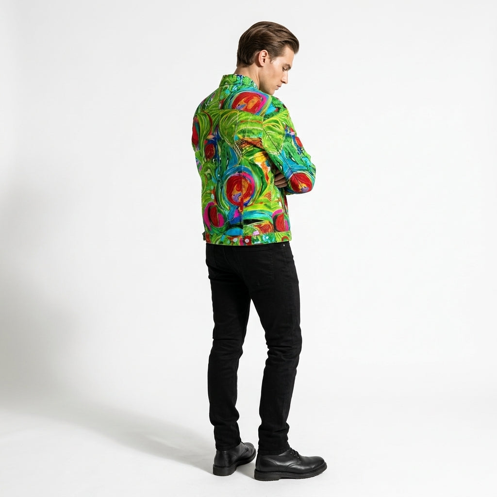 Demin Jacket Pink Water Lilies Jean Jacket