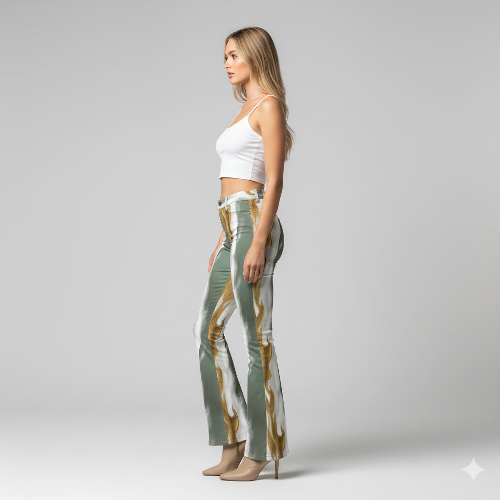 Cheyenne Wetern Printed Bell Bottom Jeans