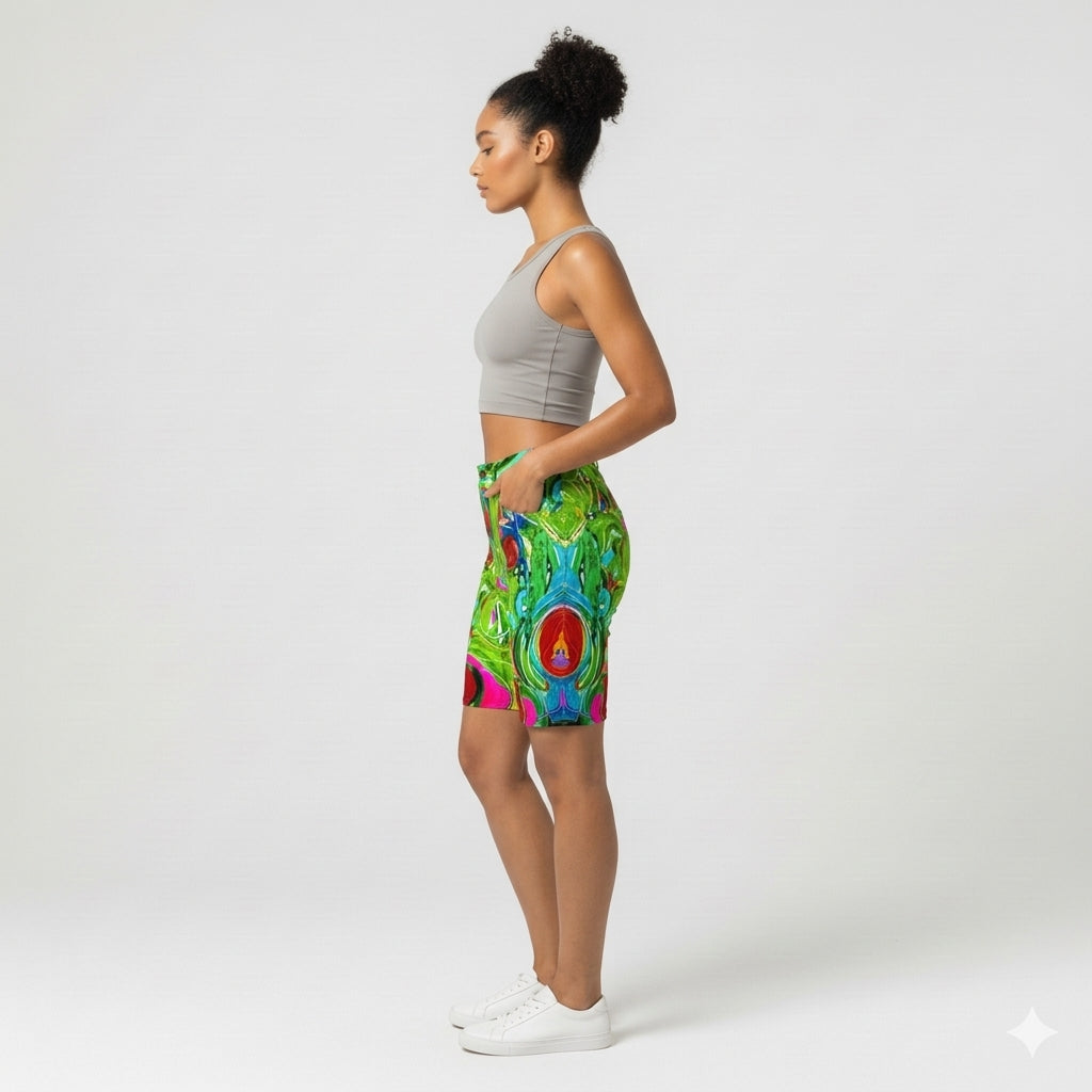 Pink Water Lilies Demin Shorts