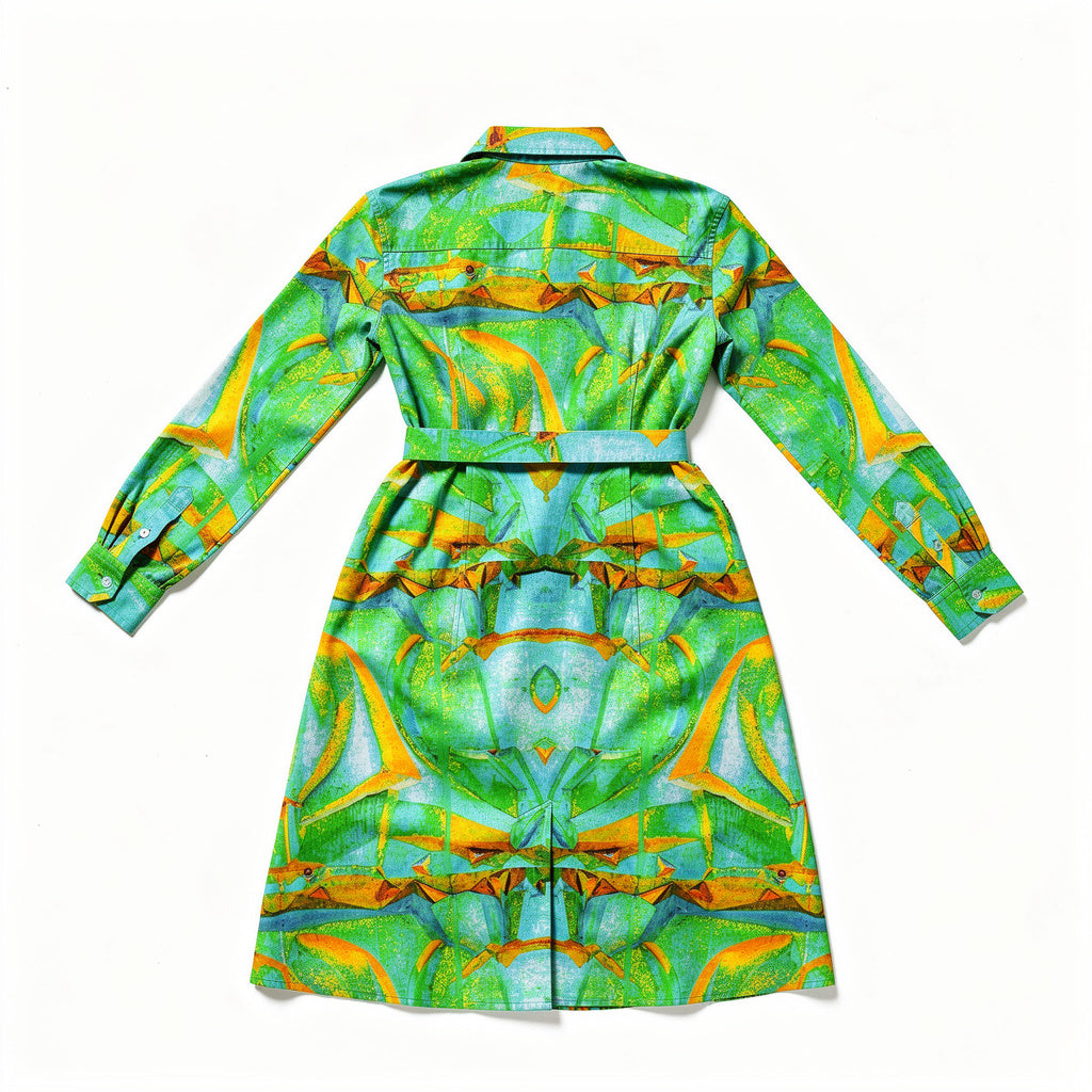 Button Front Shirt Dress Palm Tree Island