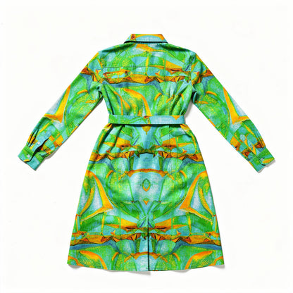 Button Front Shirt Dress Palm Tree Island