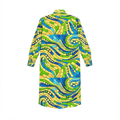 Long Sleeve Shirt Dress Mosaic 4