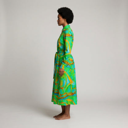 Button Front Shirt Dress Palm Tree Island