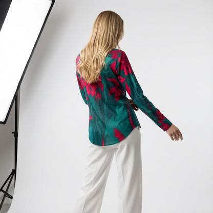 Button Front Shirt Pink Flowers