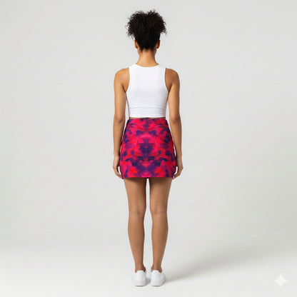 Cropped Denim Mini Skirt Pink Paint