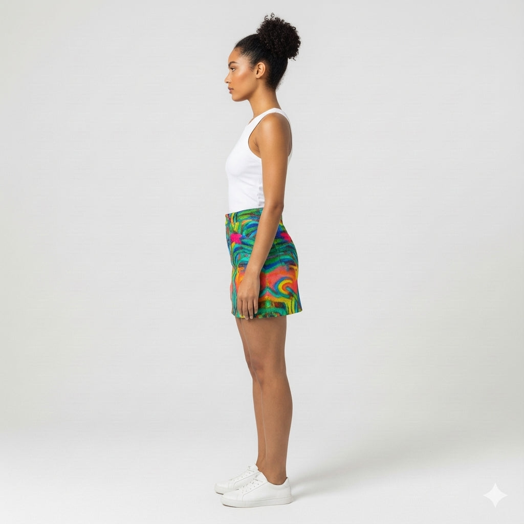 Denim Mini Skirt Green Jungle